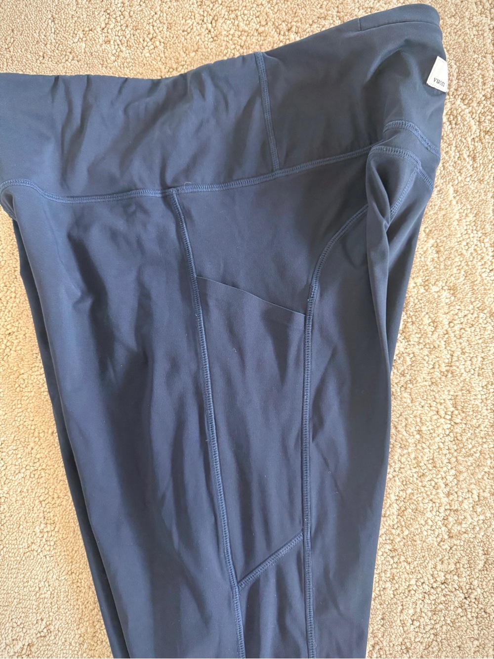 Vuori Navy Blue High Rise Pocket Leggings Medium 25”